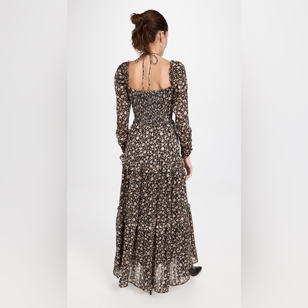 ASTR the Label Lovestruck Floral Maxi Dress Black Tan Slit Ruffle Boho Medium - Picture 5 of 15